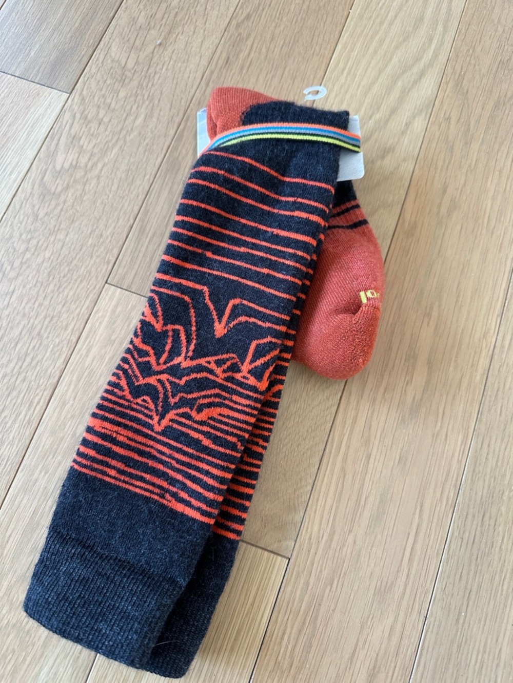 Unisex Black & Orange over the calf Striped Wool Snowboard / Ski Socks ❄️🏂🎿